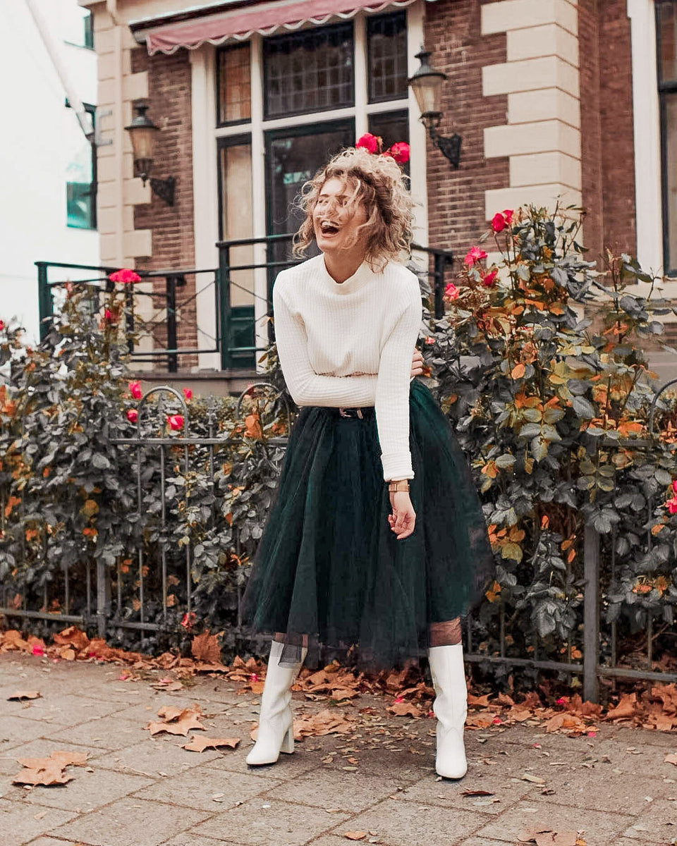 Women's black hotsell tulle midi skirt